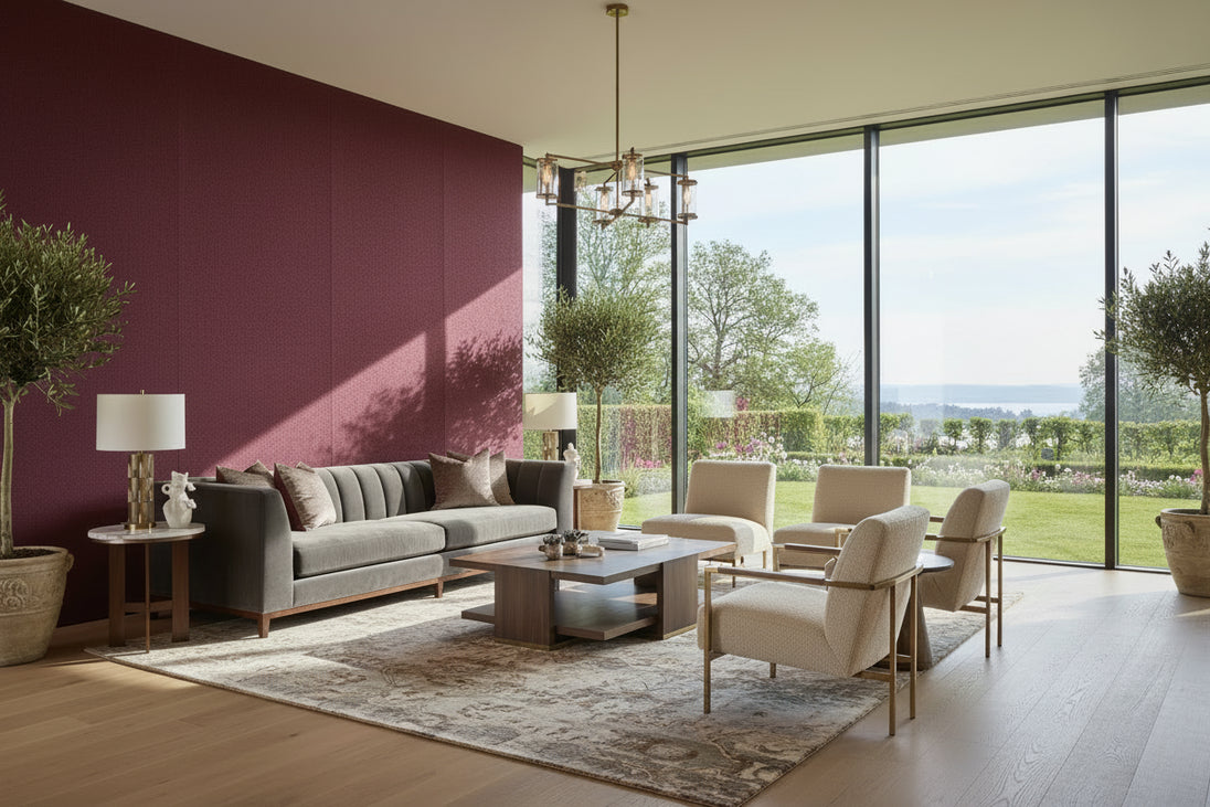 Baumwollputz Bordeaux Detailstruktur aus Baumwolle für hochwertige Wandgestaltung