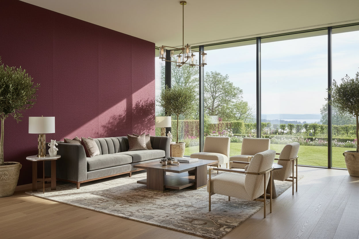 Baumwollputz Bordeaux Detailstruktur aus Baumwolle für hochwertige Wandgestaltung
