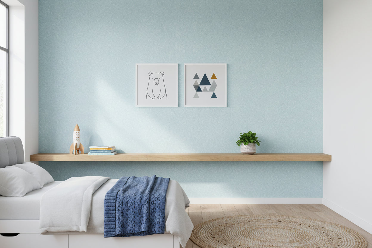 Baumwollputz Himmelblau Kinderzimmer Detailstruktur aus Baumwolle für moderne Wandgestaltung
