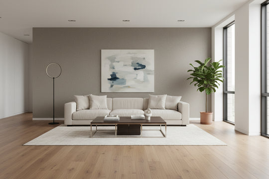 Baumwollputz Taupe Wand in neutraler grau-brauner Farboptik mit nahtloser Oberfläche für modernes Raumdesign