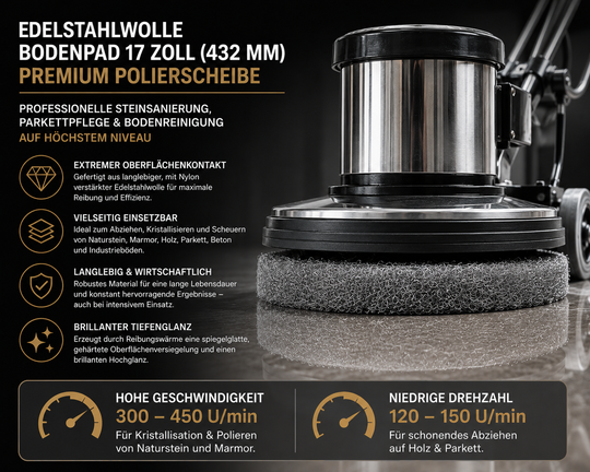 Edelstahlpad_17Zoll_premium Polierscheibe